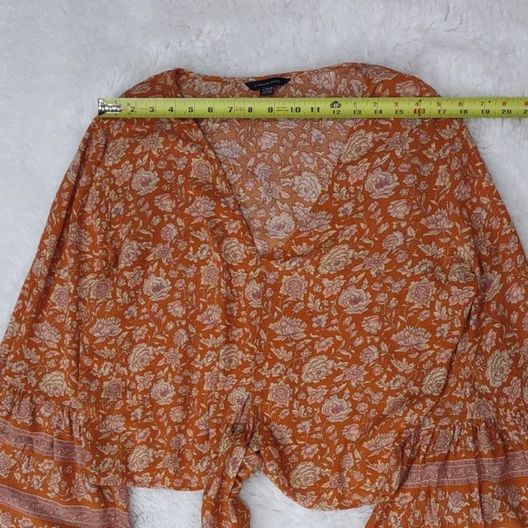 American Eagle Floral Orange Women's Top - Picture 11 of 16